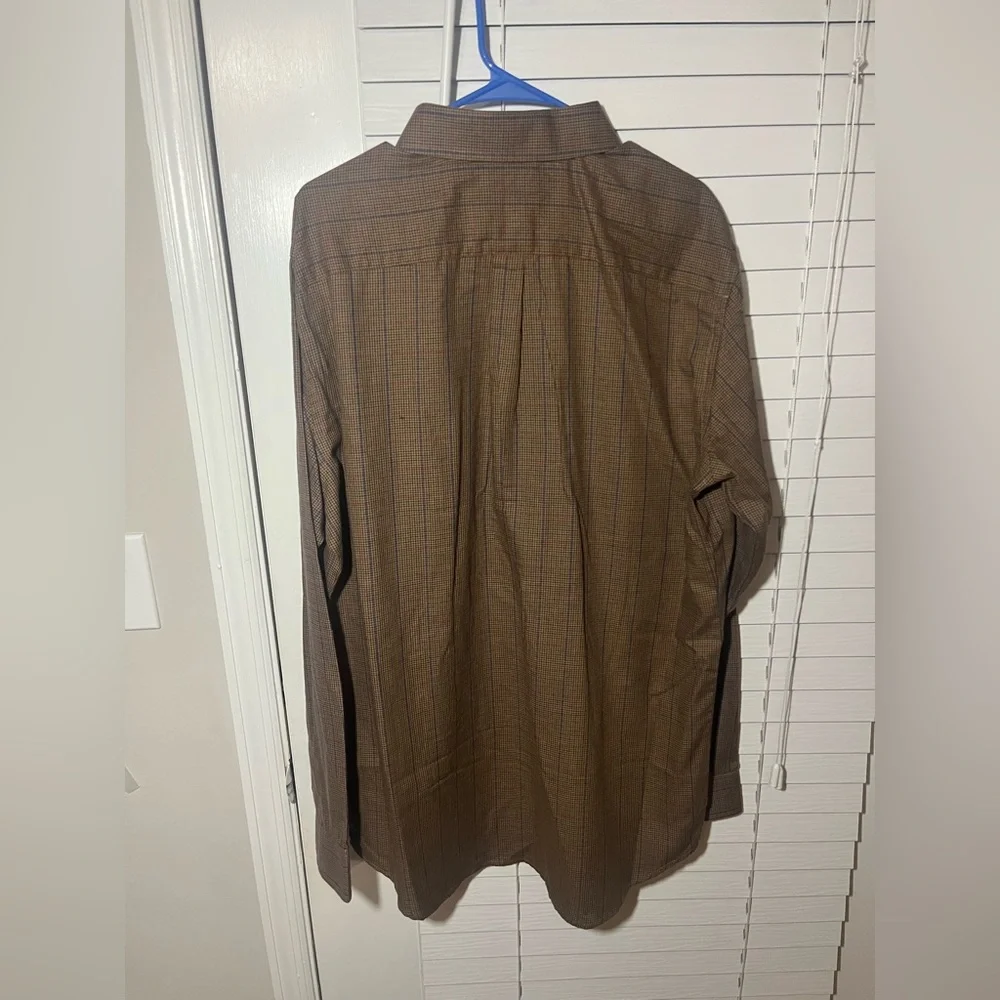 XLT NWT Men's IZOD Brown Cognac Long-Sleeve Button Down Shirt - Picture 8 of 11